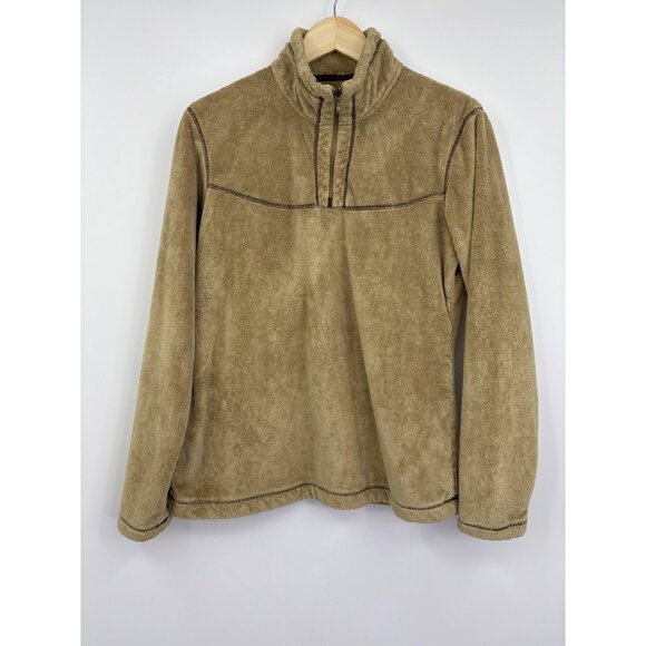 Exofficio Womens Fleece Plush Pullover Mock Zip Neck Olive Medium - Picture 1 of 5